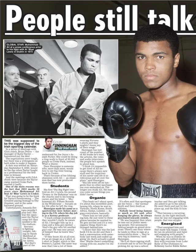  ?? ?? GLOBAL STAR: Muhammad Ali at a press conference prior to his fight with Al ‘Blue’
Lewis in Dublin in 1972