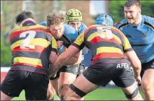  ?? Pictures: Phillipa Hilton ?? Canterbury’s Tyler Oliver occupies the Richmond defence, left, and right, the visitors look to power their way through