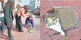  ?? ?? Colocaron flores en la placa de la activista Marisela Escobedo