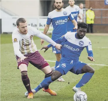  ??  ?? ACTION: from Town’s 1-0 defeat at Eastleigh last Saturday. Photo: Graham Scambler Photograph­y