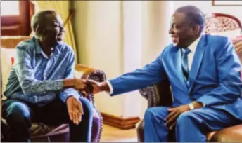  ??  ?? One of the most historic moments in Zimbabwe’s polity was when President Mnangagwa’s motorcade arrived at the stricken Morgan Tsvangirai’s Highlands mansion to pay him a visit and give offers of both treatment and financial relief