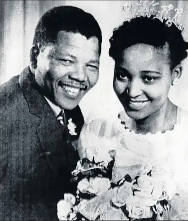  ?? Picture: AFP ?? A PICTURE OF HAPPINESS: A young African National Congress leader Nelson Rolihlahla Mandela and Winnie Madikizela-Mandela pose on their wedding day
