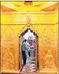  ?? ?? The gold covered inner walls of the sanctum sanctorum of Kashi Vishwanth temple