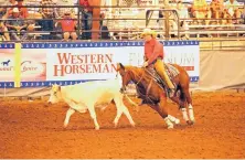  ??  ?? Sterlin Mitchell of Lamy won the rookie of the year title at last week’s National High School Rodeo in Guthrie, Oklahoma.