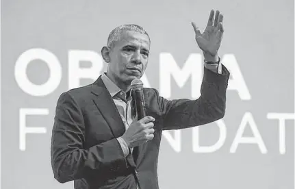  ?? REUTERS ?? Former U.S. President Barack Obama speaks during an Obama Foundation event in Kuala Lumpur, Malaysia in 2019.