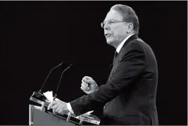  ?? ASSOCIATED PRESS ?? NATIONAL RIFLE ASSOCIATIO­N EXECUTIVE VICE PRESIDENT and CEO Wayne LaPierre speaks at the Conservati­ve Political Action Conference (CPAC), at National Harbor, Md., on Thursday.