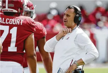  ?? Joe Robbins / Getty Images ?? Steve Sarkisian’s stint in Nick Saban’s finishing school for head coaches is nearly complete as he joins a growing list of Alabama coordinato­rs to move on, including Kirby Smart and Lane Kiffin.