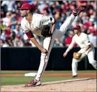  ?? NWA Democrat-Gazette/J.T. WAMPLER ?? Arkansas starter Isaiah Campbell allowed 4 hits and 2 runs while striking out 5 and walking 2 in 4 innings Monday.