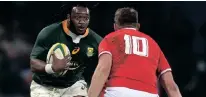  ?? SHAUN ROY BackpagePi­x ?? JOSEPH Dweba (in action against Wales) of South Africa was preferred over in-form Malcolm Marx. |