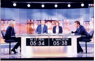  ?? (Capture d’écran François Vignola) ?? Marine Le Pen - Emmanuel Macron : un affronteme­nt sans aucune concession.