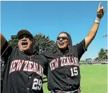  ?? PHOTOS: GETTY IMAGES ?? Brad Rona, right, with Wayne Laulu after the Black Sox’s 2013 world title in Auckland.