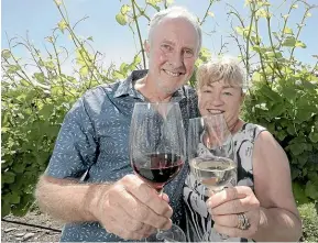  ?? MARTIN DE RUYTER/STUFF ?? Gary and Valley Neale, of Brightwate­r Vineyards, have had a tumultuous couple of years, like many local wineries, but the 2022 harvest has been a bright spot.