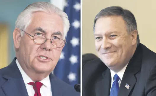  ??  ?? U.S. President Donald Trump on Tuesday announced CIA Director Mike Pompeo as his pick to be the country’s new secretary of state after ousting Rex Tillerson.