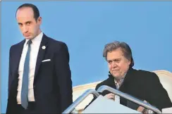  ?? Reuters ?? Donald Trump’s chief strategist Steve Bannon (right, seen here with fellow White House advisor Stephen Miller) has said the President is focussed on ‘deconstruc­tion of the administra­tive state’.