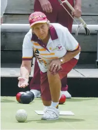  ??  ?? Drouin division three bowler Gwen Price takes on Warragul in round 11 on Saturday. In a close game, Drouin edged out Warragul 22/19.