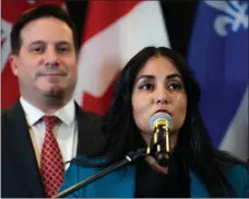  ?? The Canadian Press ?? B.C. Attorney General Niki Sharma speaks during a ministers meeting in Ottawa in a file photo from March. The British Columbia government has released 12 priorities for anti-racism research in its first update since the Anti-Racism Data Act came into effect last June.