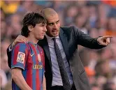  ??  ?? RAGAZZO DI CANTERA Leo Messi ragazzo nella «cantera» (vivaio) del Barcellona, dove è arrivato tredicenne CON IL MAESTRO GUARDIOLA Leo Messi con Pep Guardiola, l’allenatore che lo ha lanciato in orbita nel Barcellona cucendogli su misura il ruolo di «falso nove». Tra i due c’è stato e c’è un rapporto simbiotico, di grande intesa Messi braccato da Sneijder in Inter-Barcellona 3-1, andata delle semifinali della Champions 20092010. L’Inter passerà poi il turno e arriverà alla finale di Madrid contro il Bayern (vittoria per 2-0)