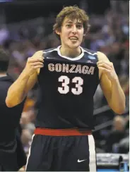  ?? Sean M. Haffey / Getty Images ?? Gonzaga’s Kyle Wiltjer shows who’s boss during the second half as the Bulldogs maintained a big lead.