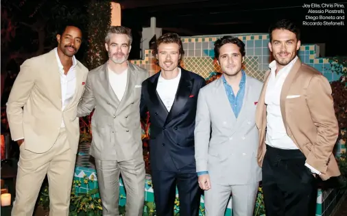  ?? ?? Jay Ellis, Chris Pine, Alessio Piastrelli, Diego Boneta and Riccardo Stefanelli.