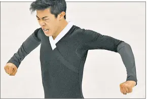  ?? Getty Images ?? RESILIENCE: American Nathan Chen reacts after competing in the men’s free skate during the Winter Olympics at Gangneung Ice Arena.