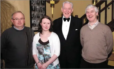  ??  ?? Kerry Drama Federation members Aidan (left) and Anne Bríd Reidy, Castleisla­nd pictured with Kerry Drama Festival adjudicato­r, the late Michael Twomey and festival director, Jerome Stack at the Ivy Leaf Art Centre during the 2009 festival. Photo by John...