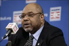  ?? MARK HUMPHREY - THE ASSOCIATED PRESS ?? FILE - In this Dec. 3, 2012, file photo, Bob Watson talks about the selections made to the Baseball Hall of Fame by the pre-integratio­n era committee, at the baseball winter meetings in Nashville, Tenn.