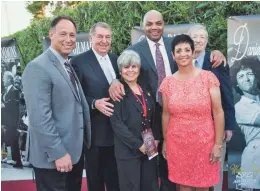  ??  ?? (From left) Luis Gonzalez, Jerry Colangelo, JoAnn Fitzsimmon­s, Charles Barkley, Danielle Ammaccapan­e and Joe Gilmartin attend the Arizona Sports Hall of Fame induction ceremony.