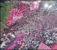  ??  ?? Supporters of TRS at a rally in Hyderabad on November 25.