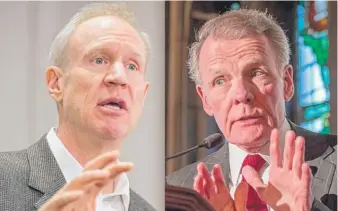  ??  ?? Gov. Bruce Rauner and Illinois House Speaker Michael J. Madigan both have poll issues.