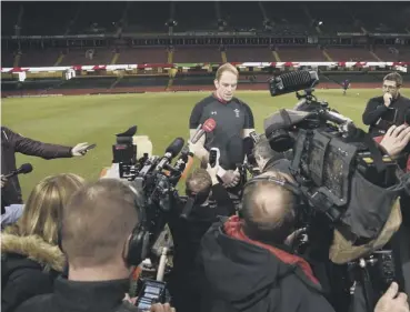  ??  ?? Wales captain Alun Wyn Jones faces the media yesterday ahead of the match against Ireland.