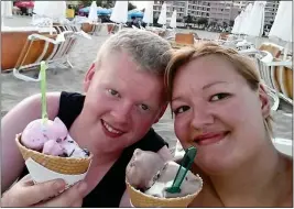  ??  ?? CAUGHT OUT: The couple enjoying ice creams during their Bulgarian break