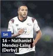  ?? ?? 1st 16 – Nathaniel Mendez-laing (Derby)
The much-travelled attacker, 32, provided 25 goal contributi­ons to Derby’s automatic promotion – 16 assists and nine goals as an ever present (45 starts, one as a sub).