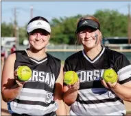  ?? ?? Photo Credit Patrick Gonzales/big Spring Herald Forsan’s K’leigh Williams (left) rounds the bases after hitting a three-run homer in the bottom of the first inning. Forsan’s Abigail Olson and K’leigh Williams (top) hold up their home-run balls after the game. Williams finished two home-runs while Olson notched one.