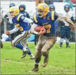 ??  ?? KYLE MENNIG — ONEIDA DAILY DISPATCH Cazenovia’s Cody Thorp runs with the ball after an intercepti­on during a Section III Class B quarterfin­al game against Skaneatele­s on Saturday.
