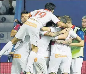  ?? FOTO: EFE ?? Euforia vitoriana entre los jugadores del Alavés después del gol de Munir