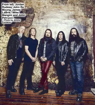  ??  ?? From left: Jordan Rudess, John Ro Myung, James LaBrie, Mike Mangini and John Petrucci. —Photo by Jimmy Fontaine