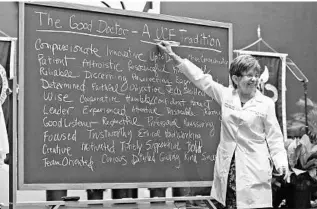  ?? RED HUBER/STAFF PHOTOGRAPH­ER ?? Dr. Deborah German is dean of the University of Central Florida’s College of Medicine. “This is the beginning of a deep focus on research at our medical school,” she said of the Sanford Burnham building transfer.