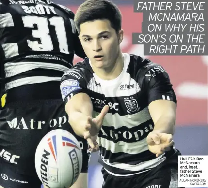  ?? ALLAN MCKENZIE/ SWPIX.COM ?? Hull FC’S Ben Mcnamara and, inset, father Steve Mcnamara