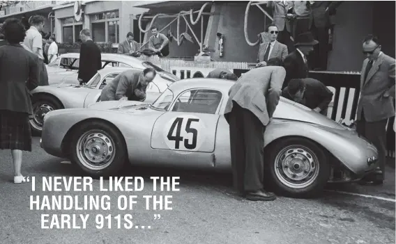  ??  ?? Above: Le Mans in 1953, Paul Frère shared with fellow journalist Richard von Frankenbur­g, finishing 15th overall in 550 coupé #550-02