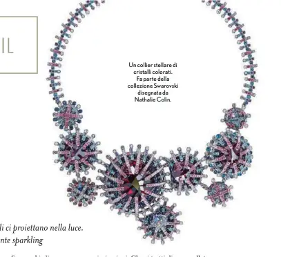  ??  ?? Un collier stellare di cristalli colorati.
Fa parte della collezione Swarovski
disegnata da Nathalie Colin. In questo momento, per˜, si viaggia sulle onde di un nuovo minimalism­o. I cristalli non vanno esattament­e nella direzione opposta? Donne,...