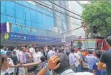  ?? HT PHOTO ?? Firefighte­rs said the blaze that began around 11.35am and was doused in the next 30 minutes.