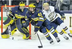  ?? — THE ASSOCIATED PRESS FILES ?? Michigan’s Quinn Hughes could soon be a member of the Canucks as the defensive prospect’s NCAA season is close to coming to an end.