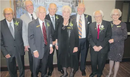 ?? PHOTOS: BILL BROOKS ?? Pictured, from left, at the inaugural Top 7 Over 70 Gala held Oct. 2 at the Hyatt Regency, are honourees Dr. Amin Ghali, Al Muirhead, Gerry Miller,
Don Seaman, Vera Goodman, Alan Fergusson, Dr. Richard Guy and Marjorie Zingle. The event saluted...