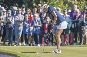  ?? STEVE NESIUS — THE ASSOCIATED PRESS ?? Lexi Thompson putts on the ninth green during the final round of the LPGA Pelican Women’s Championsh­ip on Sunday.