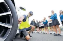  ?? Photo / File ?? A Rotary Young Driver Awareness facilitato­r explains some of the finer points of driver road safety to a group of Whanga¯ rei Girls’ High School students in March 2017.