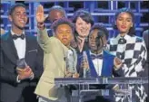  ?? REUTERS ?? Young actors of Moonlight at the Film Independen­t Spirit Awards in Santa Monica, California, on Saturday.