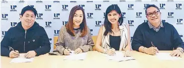  ??  ?? From left: Universal Records operations manager Peter Chan, Universal Records GM teaser was posted. Kathleen Dy-Go, Maine Mendoza and business manager Rams David