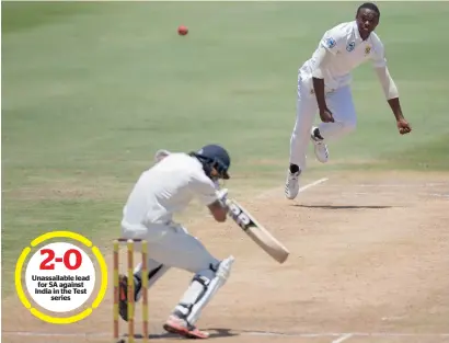  ?? Reuters ?? South Africa’s Kagiso Rabada bowls a bouncer to India’s Ishant Sharma during the second Test in Centurion. —