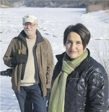  ?? SHAUGHN BUTTS ?? Sierra Club regional co-ordinator Charlie Richmond, pictured with PearlAnn Reichwein, says the Sierra Club is concerned the city’s plan for a boat launch near Whitemud Creek will threaten a viable fishery.
