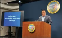  ?? ADAM BEAM — THE ASSOCIATED PRESS ?? California Insurance Commission­er Ricardo Lara speaks during a news conference in a Sacramento, on Sept. 21, 2023.